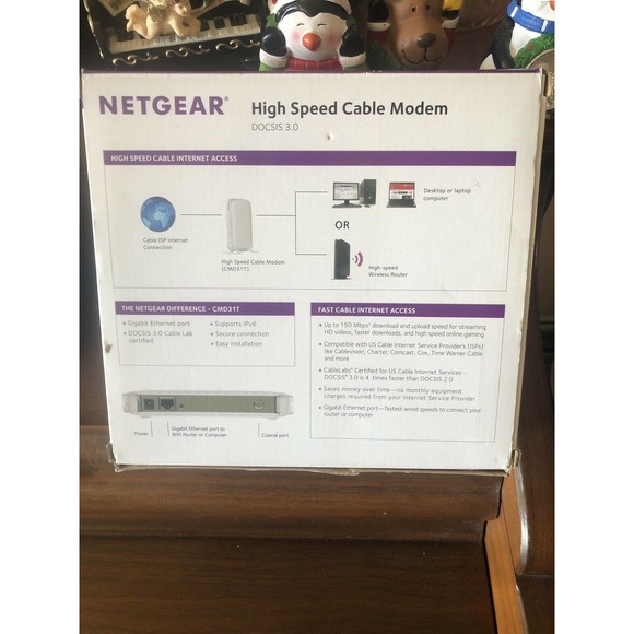 New NETGEAR CMD31T-100NAS High Speed Cable Modem DOCSIS 3.0 External Port IPv6 - Picture 5 of 12